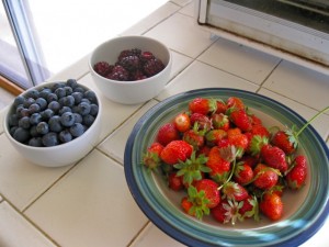 Boysenberries, blueberries, strawberries