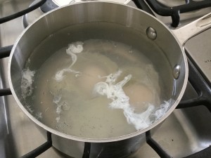 Cook your eggs at a simmer for three minutes.